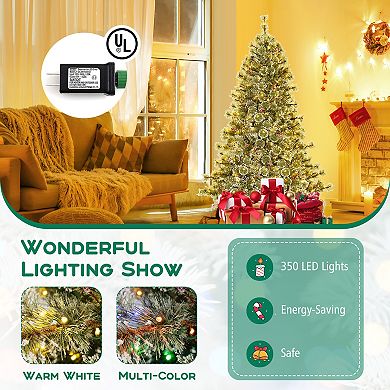 Costway 6/7.5/9 FT Artificial Christmas Tree W/360° Quick Power Connector 598/1086/1714 Pine Needles