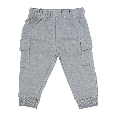 Baby Boys 3 Piece Gray Stripe Terry Jogger Set