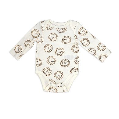 Baby Boys 3 Piece Faux Sherpa Lions Overall, Bodysuit, and Cap Set