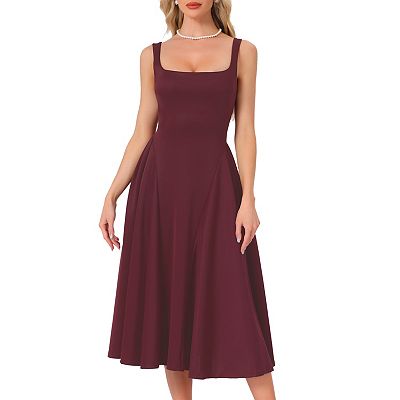 Women's Sleeveless Square Neck Cocktail Party Dress Wedding