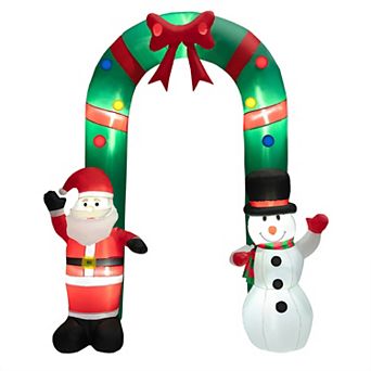 Costway 8FT Christmas Inflatable Archway w/ Santa Claus & Snowman and LED Lights