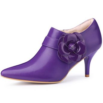 Women's Flower Pointy Toe Side Zip Stiletto Heels Ankle Booties