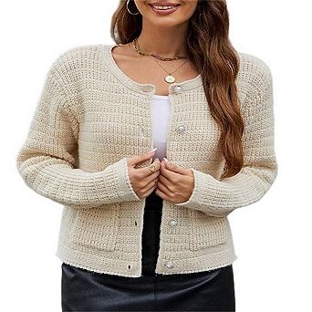 Women's Knitted Cardigan Sweater Autumn Fashion Long Sleeve Front Button Fashion Casual Jacket