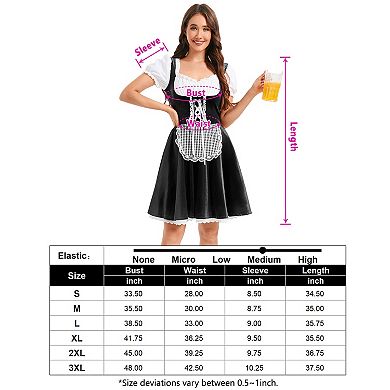 Womens Oktoberfest German Dirndl Dress Traditional Bavarian Costume Beer Carnival Outfit Slim Fit