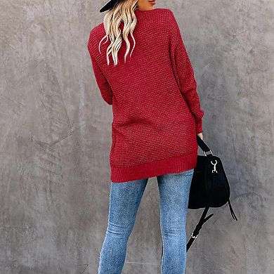 Women's Long Sleeve Cardigan Draped Sweater Jacket Casual Loose Knitted Sweater Coat