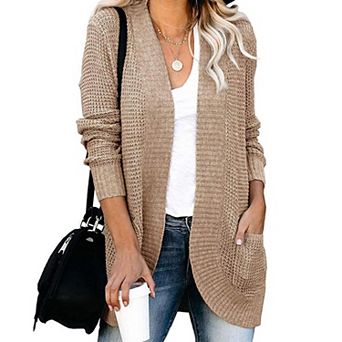 Women's Long Sleeve Cardigan Draped Sweater Jacket Casual Loose Knitted Sweater Coat