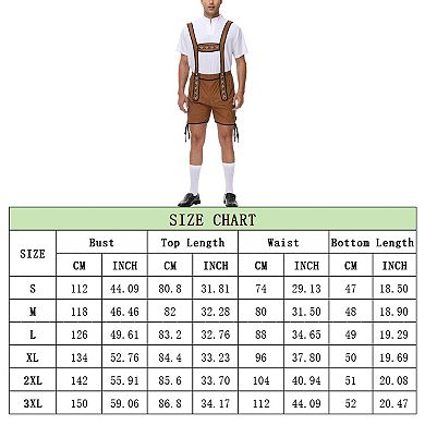 Men's 2 Pcs German Oktoberfest Clothing Set Bavarian Lederhosen Shirts Set Halloween Outfit