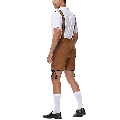 Men's 2 Pcs German Oktoberfest Clothing Set Bavarian Lederhosen Shirts Set Halloween Outfit