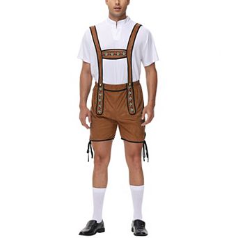 Men's 2 pc German Oktoberfest Clothing Set Bavarian Lederhosen Shirts Set Halloween Outfit