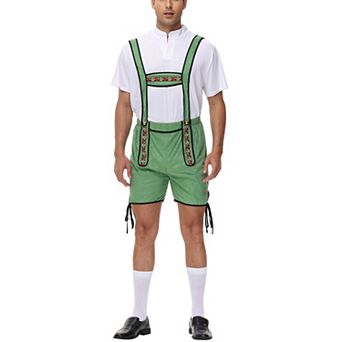 Men's 2 pc German Oktoberfest Clothing Set Bavarian Lederhosen Shirts Set Halloween Outfit