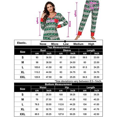 Christmas Pajama Set V Neck Holiday Pajamas Button Down Long Sleeve Christmas Pajamas 2 Piece PJ Set