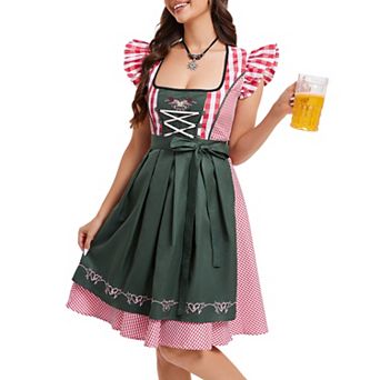 Women's Oktoberfest German Dirndl Dress Traditional Bavarian Carnival Party 2 pc Costumes
