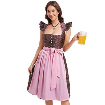 Womens Dress 2 pc Costumes for Traditional Carnival Halloween Midi Dress