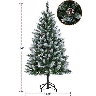Artificial Christmas Tree w/Pinecone Decoration, Metal Base,for Home, Office