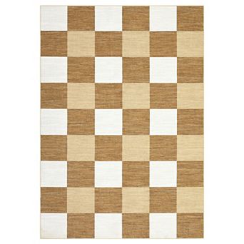 Washable Rug Modern Checkered Plaid Rug Foldable Indoor Carpet Ultra-Soft Geometric Floor Cover