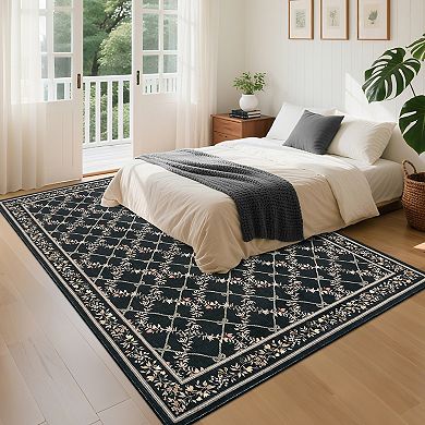 Washable Rugs for Living Room Modern Diamond Indoor Rug with Non-Slip Backing