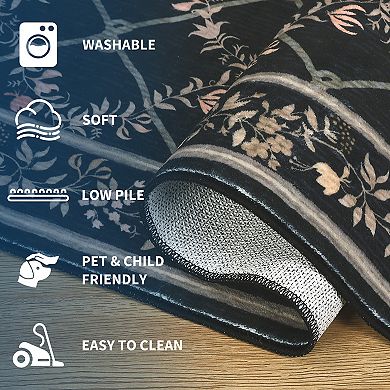 Washable Rugs for Living Room Modern Diamond Indoor Rug with Non-Slip Backing