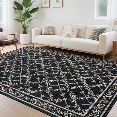 Washable Rugs for Living Room Modern Diamond Indoor Rug with Non-Slip Backing