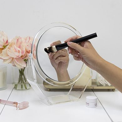 Acrylic Countertop Vanity Mirror — Dual 5X/1X Magnification (8.5")