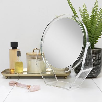 Acrylic Countertop Vanity Mirror — Dual 5X/1X Magnification (8.5")