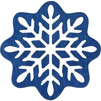 Machine Washable Snow Pattern Christmas Snowflake Rug Ultra-Soft Holiday Decorative Throw Carpet