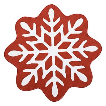 Machine Washable Snow Pattern Christmas Snowflake Rug Ultra-Soft Holiday Decorative Throw Carpet