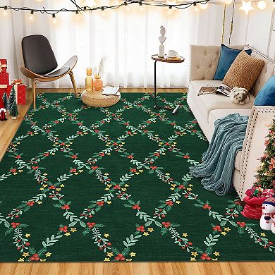 Christmas Rug Soft Washable Rugs for Living Room, Large Area Rugs for Bedroom with Non Slip Backing