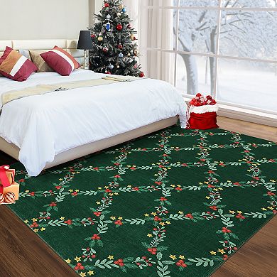 Christmas Rug Soft Washable Rugs for Living Room, Large Area Rugs for Bedroom with Non Slip Backing