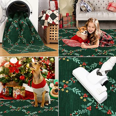 Christmas Rug Soft Washable Rugs for Living Room, Large Area Rugs for Bedroom with Non Slip Backing