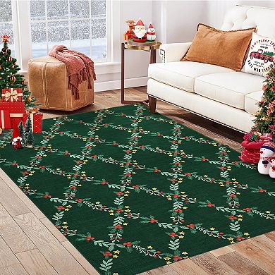 Christmas Rug Soft Washable Rugs for Living Room, Large Area Rugs for Bedroom with Non Slip Backing