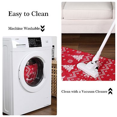 Christmas Rug Non-Slip Washable Snowflake Area Rugs for Living Room Rubber Backing