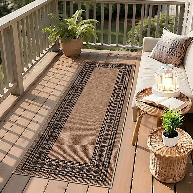 Modern Bordered Easy Jute Area Rugs Washable Geometric Indoor Outdoor Carpet