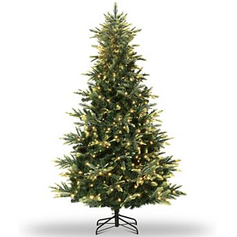 Artificial Pre-lit Christmas Tree, PVC&PE Full Christmas Tree w/Warm White Lights, Xmas Party Décor