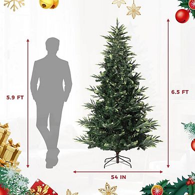 Artificial Pre-lit Christmas Tree, PVC&PE Full Christmas Tree w/Warm White Lights, Xmas Party Décor
