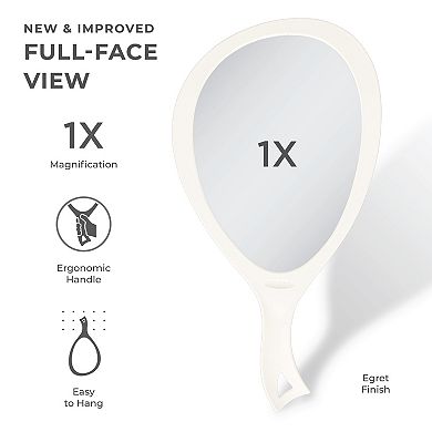 Large Teardrop Handheld Mirror — Optical-Quality 1X