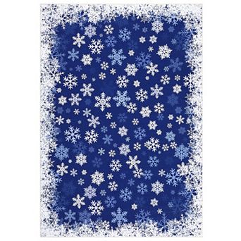 Christmas Snowflake Rug Washable Rug with Non Slip TPR Backing, Decorative Xmas Holiday Carpet