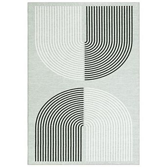 Modern Machine Washable Rug with Rubber Backing Geometric Non-Slip Area Rug