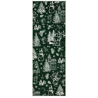 Washable Christmas Area Rug Ultra-Soft Decorative Bedroom Carpet, Stain-Resistant Xmas Holiday Rug