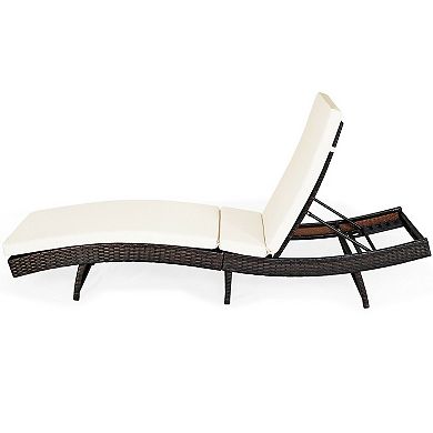Patio Folding Chaise Lounge with 5 Adjustable Levels and Cushion
