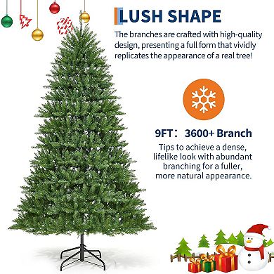 Pre-Lit Artificial Christmas Tree,Dual-Color Lights, PVC Mixed Branches