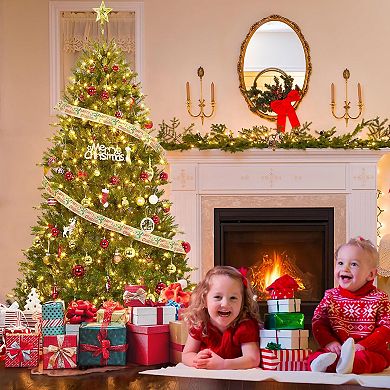 Pre-Lit Artificial Christmas Tree,Dual-Color Lights, PVC Mixed Branches