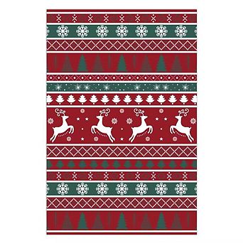 Christmas Area Rug Washable Xmas Holiday Living Room Rug, Non-Shedding Low Pile Christmas Carpet