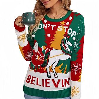 Christmas Pullover Sweater Women Round Neck Festive Knit Holiday Party Top