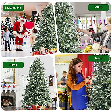 Costway 8ft Hinged Artificial Christmas Spruce Tree w/ 1658 Mixed PE & PVC Tips