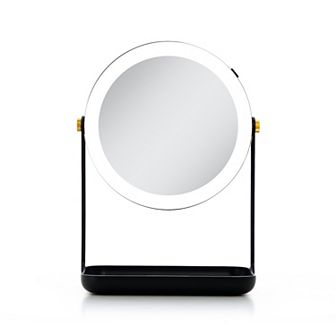 Back-to-School LED Lighted Mirror with 5X/1X Magnifications, Tray and Phone Holder