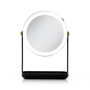 Back-to-School LED Lighted Mirror with 5X/1X Magnifications, Tray and Phone Holder