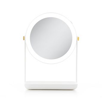 Back-to-School LED Lighted Mirror with 5X/1X Magnifications, Tray and Phone Holder