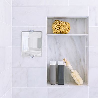 Fogless Swivel Shower Mirror — 2X Magnification (Suction Mount)
