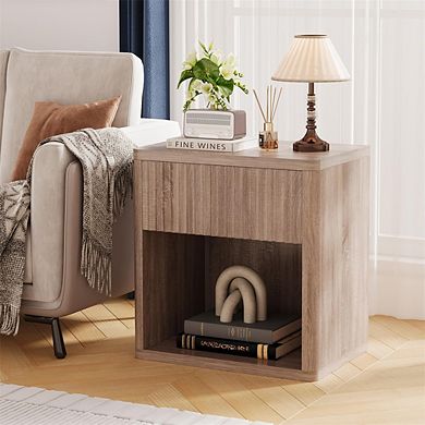 Night Stand Set of 2, Modern Farmhouse Nightstand, Fluted Nightstand with Drawer Storage