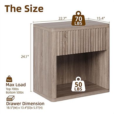 Night Stand Set of 2, Modern Farmhouse Nightstand, Fluted Nightstand with Drawer Storage